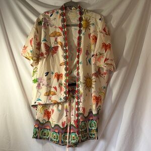 SHEIN Pastel Swirl Kimono-Style Top and shorts set